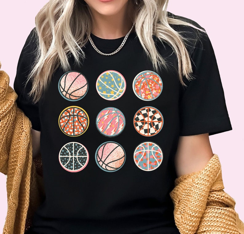 Basketball Shirt Basketballs T-shirt Game Day Tee Basketball TShirt Womens Basketball Shirts Gift For Her Basketball Mom Shirt Plus Size Tee image 2