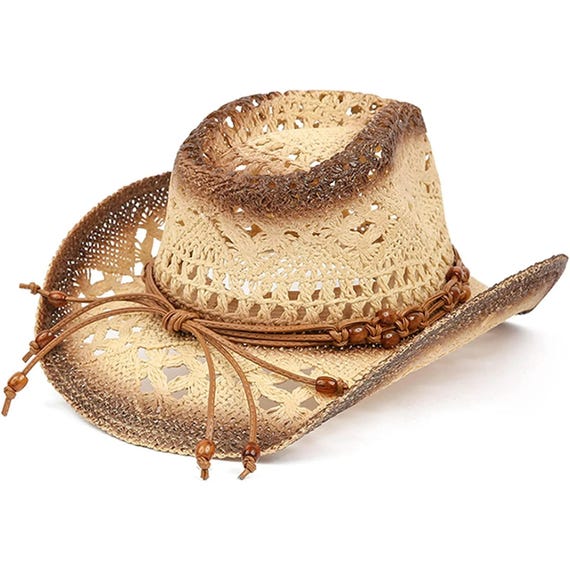 5293 Straw Cowboy Hats For Women Cowgirl Outfits Beach Brown Fluffy Sense Coastal Cowgirl Hat Straw Cowboy Hat Western  main image 3