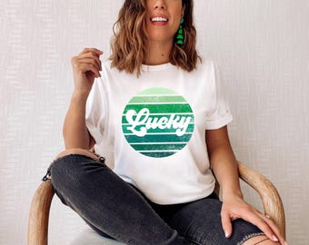 St Patricks Day Shirt, Retro Lucky St Patricks Shirt, St Patty's Day, Lucky Tee, St Paddys T-shirt, Cute Outfit Matching, Plus Sizes, Unisex