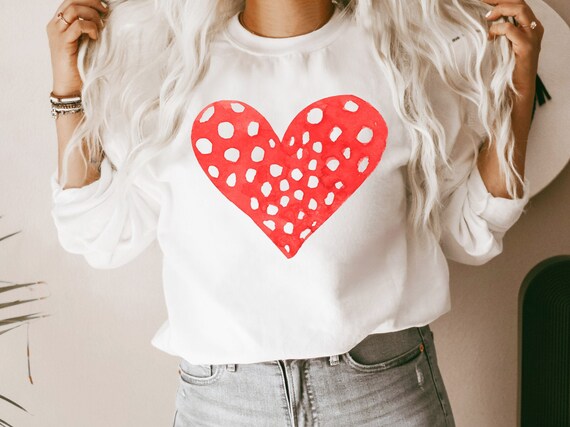 Heart Sweatshirt, Fall Sweaters for Women, Valentine's Day Love