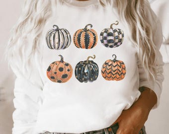 Thanksgiving Sweatshirt Pumpkin Sweater For Women Thanksgiving Outfit Halloween Mom Fall Crewneck Pullover Sweater Kids Toddler Matching
