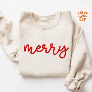 Christmas Sweatshirts Merry Sweatshirt Christmas Crewneck Pullover XMAS Party Outfits Cute Holiday Shirts Gift For Her Toddler Shirt Kids
