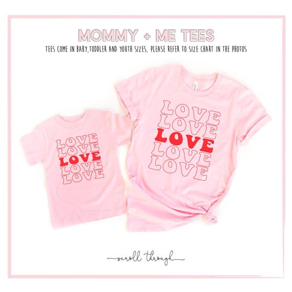 Mommy and Me Matching Shirts, Mother Daughter Shirts, Retro Love Matching Shirts,Mama,Toddler Mothers Day Outfit,Cute Mom Shirt,Plus Sizes
