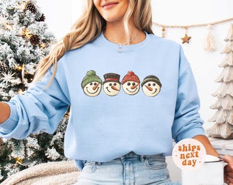 Snowman Sweatshirt Christmas Sweatshirt Women's Winter Sweatshirt Christmas Crewneck Cute Holiday Sweater Matching Kids Sweatshirt Toddler