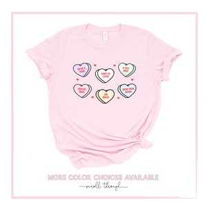 Valentines Day Shirt, Conversation Hearts T-Shirt Heart Candy Covid Quarantine Funny Cute Valentine's Tee Galentines Day Gift, Gift For Her PINK