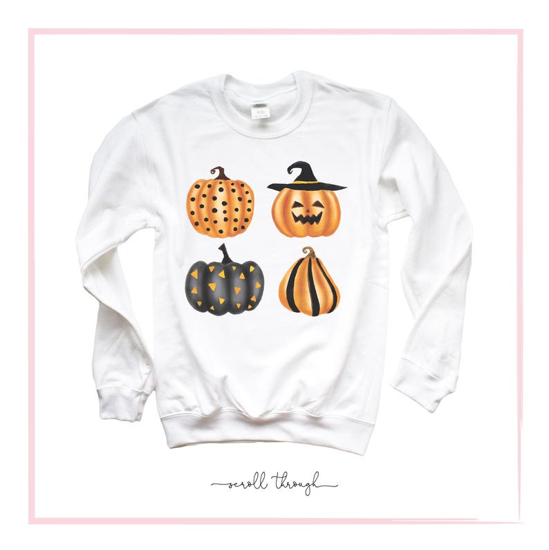 Halloween Sweatshirt Halloween Pumpkins Jack o Lantern Shirt Witch Pumpkin Sweatshirt Halloween Pullover Cute Spooky Crewneck Plus Size image 4
