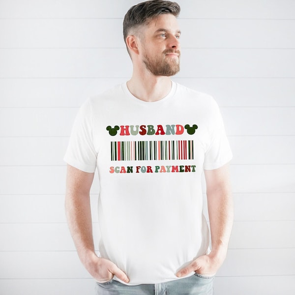 Scan mari pour paiement chemise Chemise mari drôle Chemise oreilles de souris de Noël pour homme Chemises de vacances assorties Cadeau de Noël pour mari