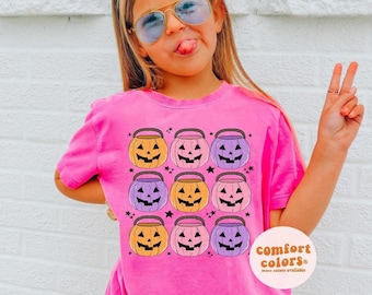 Halloween Shirt Kids Pumpkin Jack o Lantern Shirt Girls Fall Shirt Cute Halloween T Shirt Pumpkin Bucket Shirt Spooky Shirt Comfort Colors®
