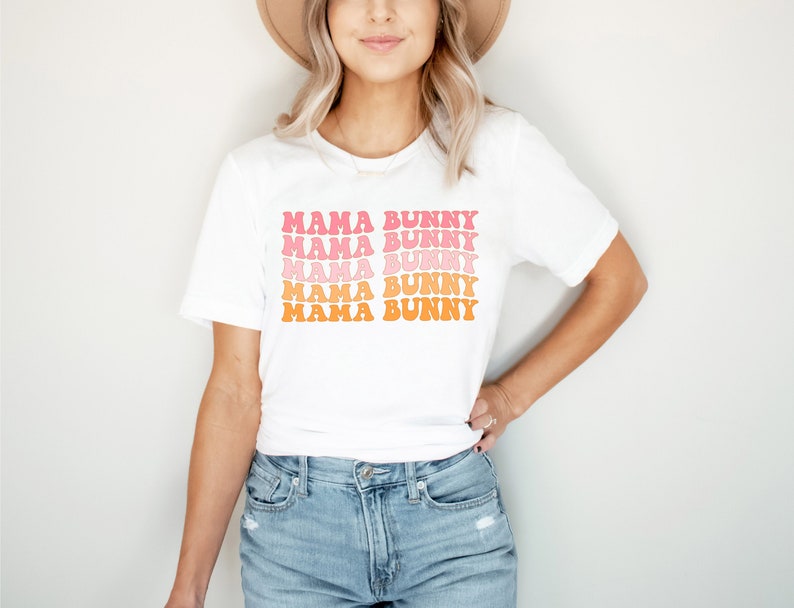 Mama Bunny Shirt, Easter Shirt for Women, Easter Shirt, Retro Bunny Shirt, Easter T-Shirt women, Shirts For Women, Gift For Her, Spring Cute image 1