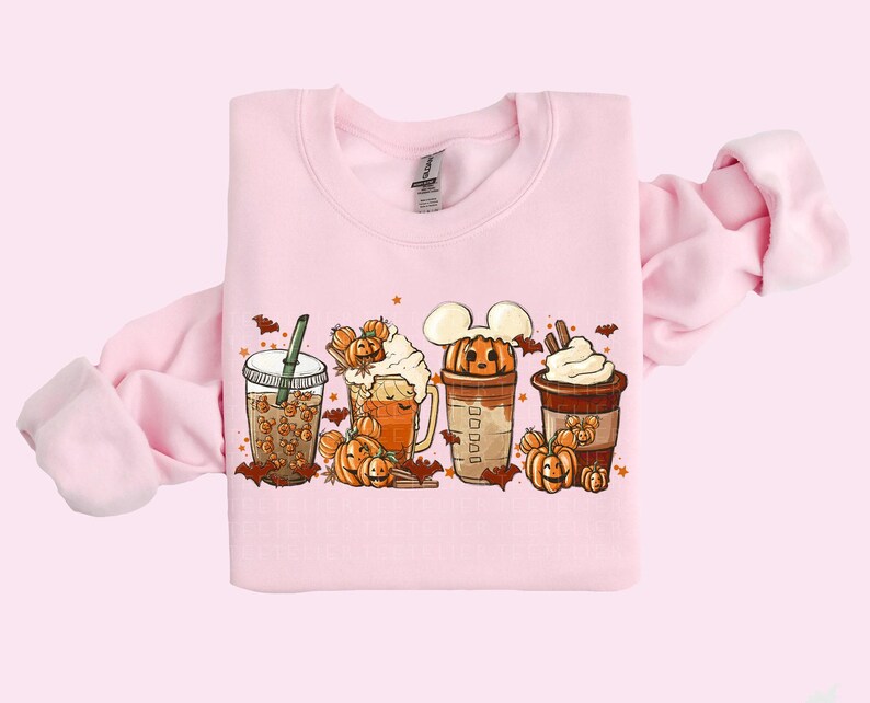 Fall Coffee Sweatshirt Mouse Ears Coffee Lover Shirt Pumpkin Spice Latte Drink Cup Cute Halloween Fall Shirt PSL Lover Gift Halloween Shirt image 7