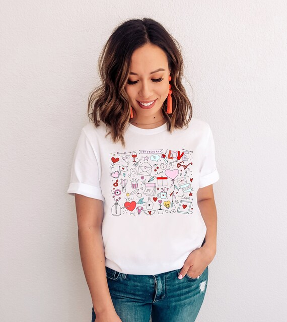 Valentines Day Gifts Under 5 Dollars Valentine Shirts for Women Long Sleeve  Teacher Valentines Day Gift Girls Valentine Valentine Cards Tees T-Shirts  Tops Blouses 