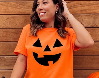 Pumpkin Shirt Jack O Lantern Shirts Fall Shirts For Women Pumpkin T-Shirts Halloween Shirt Thanksgiving Shirt Cute Tee Fall Shirts For Moms