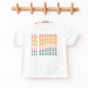 Lil Brother Shirt, Retro Little Brother Toddler Shirts Brother Announcement, Brother To Be T-Shirt, Rainbow Sibling Kids Tee Shirt Gift