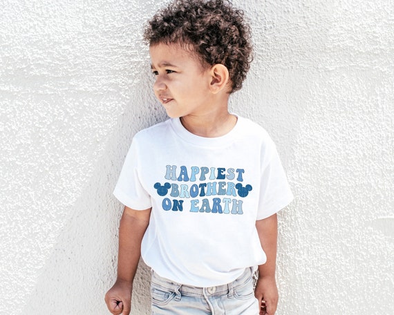 Happiest Brother On Earth Shirt, Best Bros Happiest Place Blue Colorful Cute Matching Sibling Boys, Twins Matching Mouse Ears Shirt