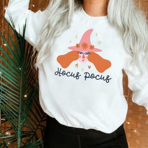 Halloween Sweatshirt, Hocus Pocus Sweater, Witch Witches Long Sleeve Halloween Pullover, Cute Spooky Crewneck Sweater, Plus Size Bild 1
