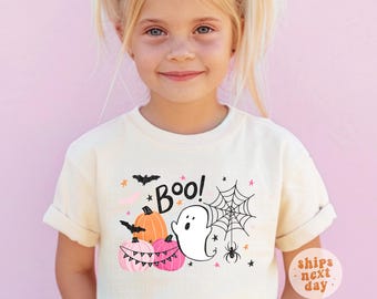 Halloween Shirts For Girls Boo Spooky Shirt Fall Cute Pumpkin T-shirt Youth Baby Toddler Tee Fall Shirts Autumn Halloween Kids Shirts Women