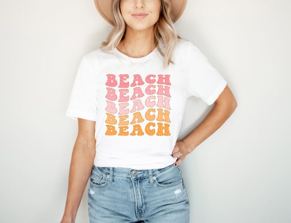 Buy BEACH Shirt Retro Graphic Aesthetic Trendy T-shirt Online in - Etsy