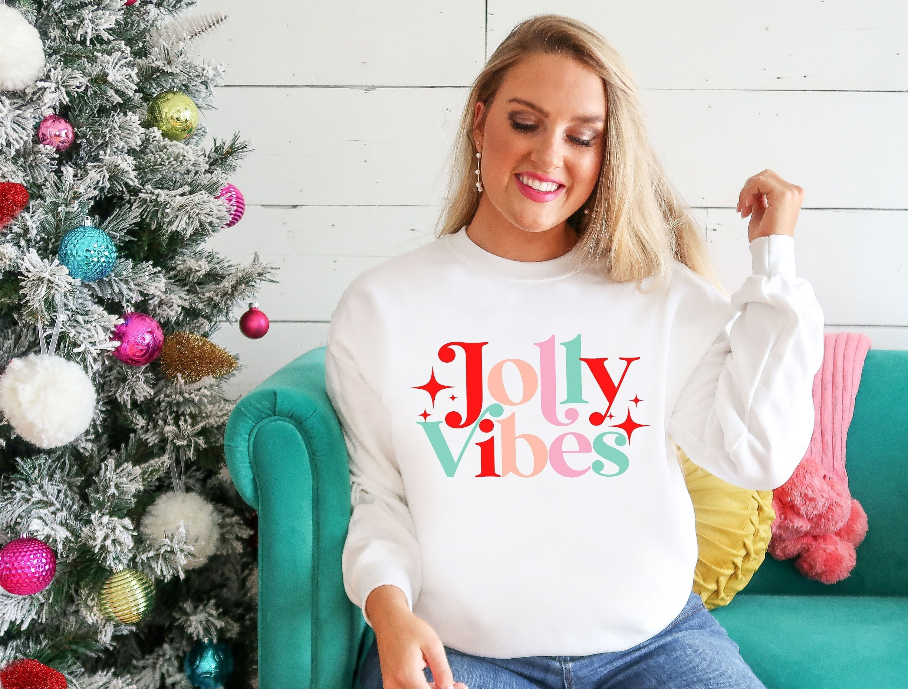 Jolly Vibes Christmas Sweatshirt Xmas 