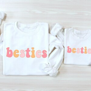 Besties Sweatshirt Mama and Mini Matching Sweatshirts Bestie Love Heart Mommy And Me Daughter Valentines Sweatshirt Kids Sweatshirt Toddler image 2