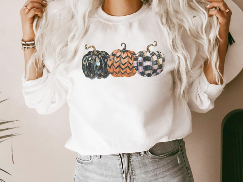 Pumpkin Sweatshirt, Thanksgiving Sweatshirt Pumpkins, Glitter Pumpkin, Long Sleeve Pullover, Sweater Mom Fall Crewneck Sweater, Plus Sizes immagine 1