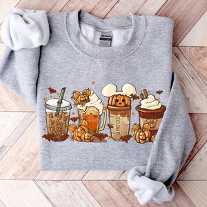 Fall Coffee Sweatshirt Mouse Ears Coffee Lover Shirt Pumpkin Spice Latte Drink Cup Cute Halloween Fall Shirt PSL Lover Gift Halloween Shirt image 6