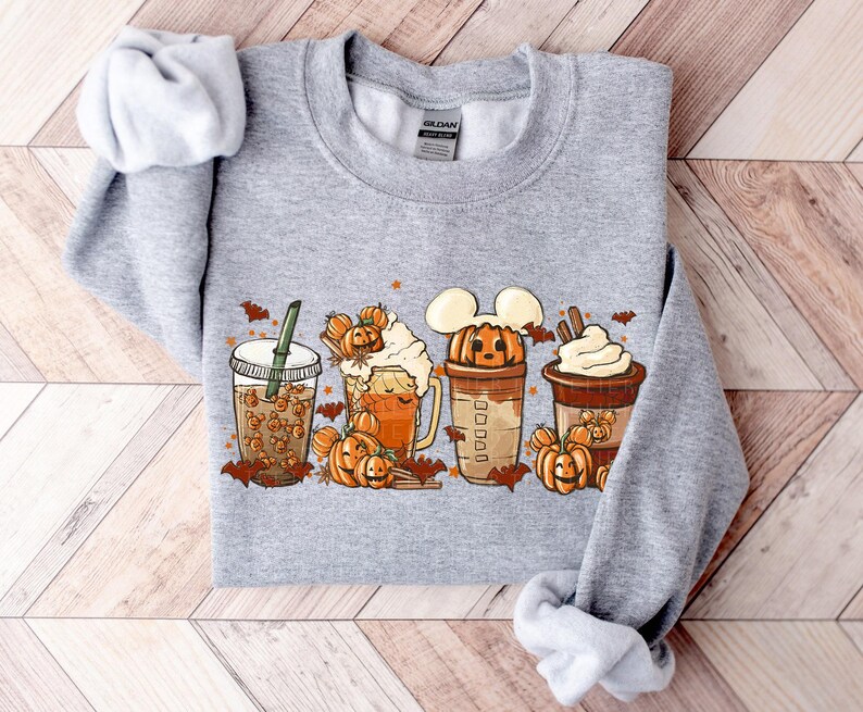 Fall Coffee Sweatshirt Mouse Ears Coffee Lover Shirt Pumpkin Spice Latte Drink Cup Cute Halloween Fall Shirt PSL Lover Gift Halloween Shirt image 6