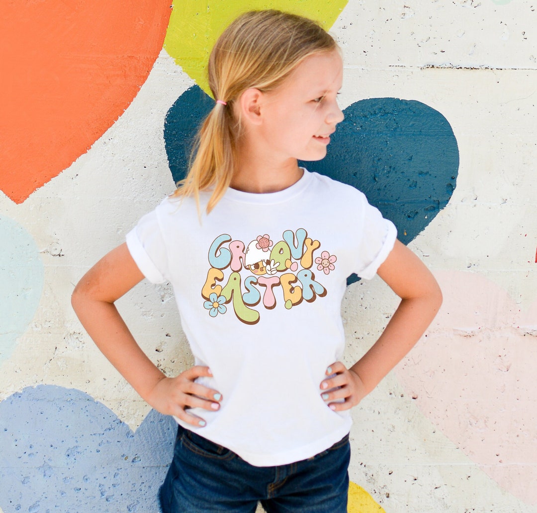 Easter Shirts for Kids Groovy Easter T-shirt Daisy Chick Easter Egg ...