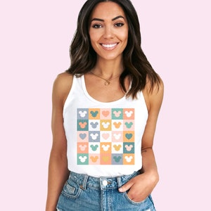 Mouse Ears Tank Top Happiest Place On Earth Tank Top Vacay Shirt Summer Tank Vacation Shirts Colorful Retro Racerback Tank For Women Kids