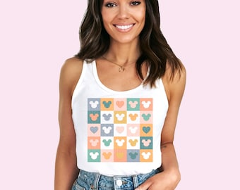 Mouse Ears Tank Top Happiest Place On Earth Tank Top Vacay Shirt Summer Tank Vacation Shirts Colorful Retro Racerback Tank For Women Kids