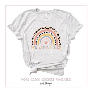 Pediatric Nurse Shirt, Nursing TShirt, Nurse Grad Gift, PEDS Nurse, Nurse Appreciation, Nurse Life Tee, Cute Leopard Hearts Nurse T-Shirt image 2