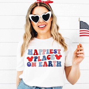 Happiest Place On Earth Shirt, 4th Of July Vacation Shirts, Matching Shirt For Family, Disney World Shirt,Colorful Summer Kids Toddler Baby