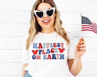 Happiest Place On Earth Shirt, 4th Of July Vacation Shirts, Matching Shirt For Family, Disney World Shirt,Colorful Summer Kids Toddler Baby