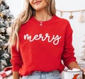 Merry Sweatshirt Merry Christmas Sweatshirt Womens Christmas Sweatshirts Festive Holiday Sweater Matching Xmas Sweatshirt Kids Shirt Toddler