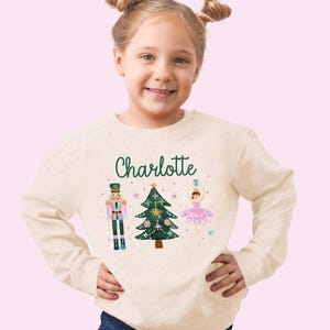 Christmas Sweatshirt Custom Name Sweatshirt Personalized For Kids Groovy Nutcracker Sweatshirt Sugar Plum Fairy Xmas For Girls Gifts image 2