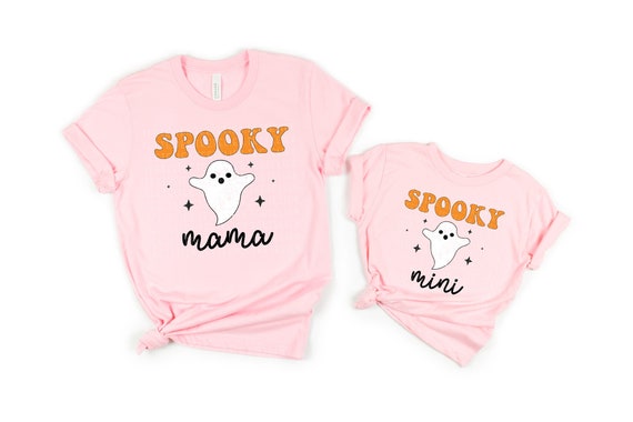 Matching Halloween Shirts Spooky Mama Shirt Spooky Mini Shirt Groovy Spooky Season Shirt Retro Cute Ghost Shirts Mommy and Me Outfits Gift