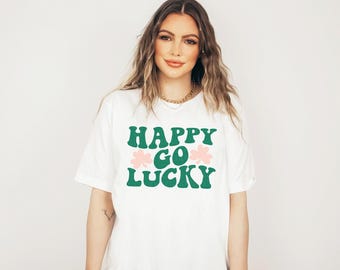 Happy Go Lucky T-Shirt, St Patricks Day Shirt, Retro St Paddys Shirts, St. Patrick's Lucky Shirt,Shamrock and Shenanigans Graphic Tee UNISEX