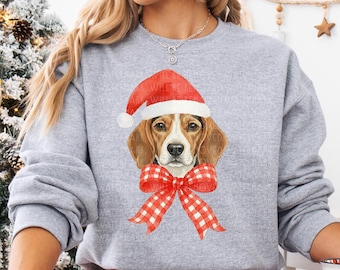 Christmas Beagle Sweatshirt Christmas Dog Sweatshirt Beagle Dog Lover Gift Dog Mom Festive Holiday Shirt Santa Paws Dog Breed SweatShirt