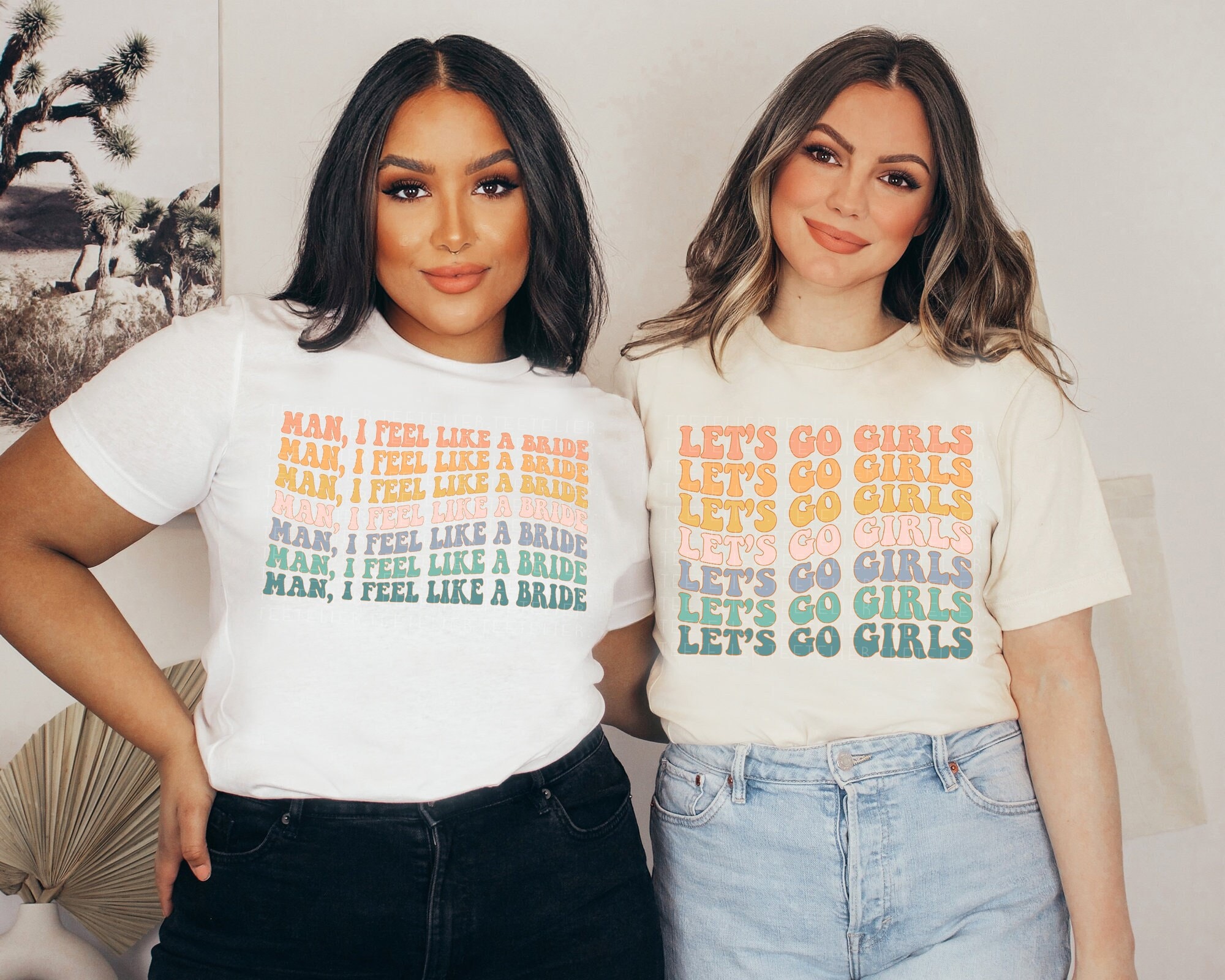 Bachelorette Party Shirts, Man I Feel Like A Bride, Let's Go Girls Graphic T-Shirt, Retro Graphic Tee, Gifts for Her,Bridal Party Girls Trip