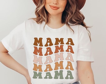 MAMA Shirt Retro Mama Shirts Mama To Be Shirt BOHO Mama Outfits Graphic Tee Shirts Mothers Day Shirts Gifts For New Mama Gift For Mom Cute