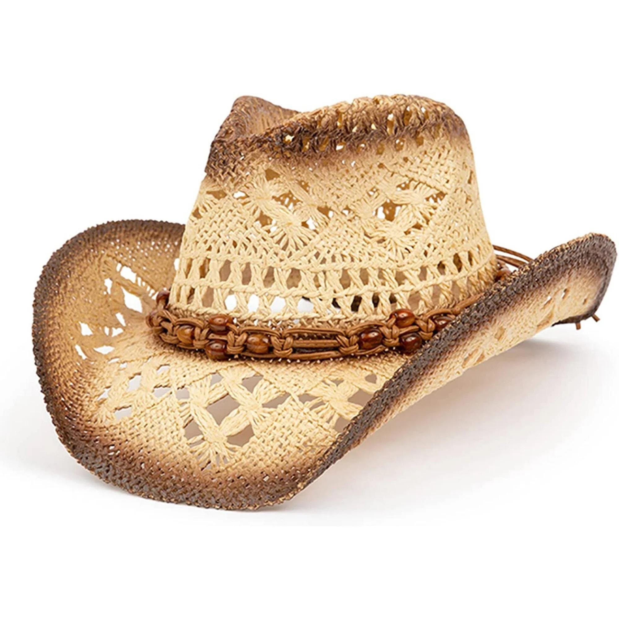 WARDS Western Boho Straw Hat Unisex Size 7.25 Cowgirl Cowboy Festival Chic TOVOSO Straw Cowboy Hat for Women and Men with Shape-It Brim  main image 2