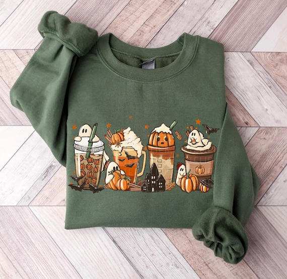 Fall Coffee Sweatshirt Cute Fall Shirt Coffee Lover Sweatshirt Halloween Pumpkin Drink Cup Pumpkin Spice Latte Shirt Thanksgiving Shirt PSL