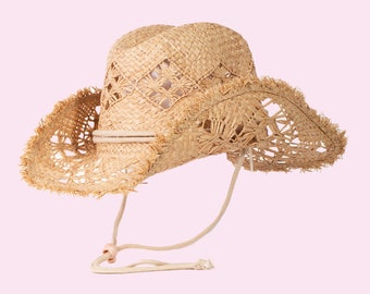 Straw Cowboy Hat Cowgirl Hat Coastal Cowgirl Hat Summer Cowboy Hats Fringe Straw Woven Hat Bachelorette Party Gift For Her Concert Outfit