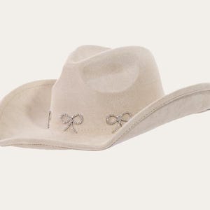 Cowgirl Hat Bow Tie Embellished Rhinestone Coquette Cowboy Hat Nashville Bachelorette Party Hats Concert Outfit Cute Gift For Bride