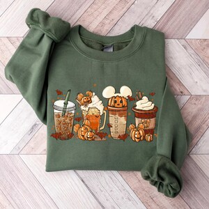 Fall Coffee Sweatshirt Mouse Ears Coffee Lover Shirt Pumpkin Spice Latte Drink Cup Cute Halloween Fall Shirt PSL Lover Gift Halloween Shirt image 1