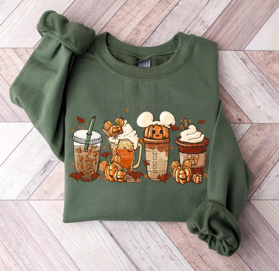 Fall Coffee Sweatshirt Mouse Ears Coffee Lover Shirt Pumpkin Spice Latte Drink Cup Cute Halloween Fall Shirt PSL Lover Gift Halloween Shirt
