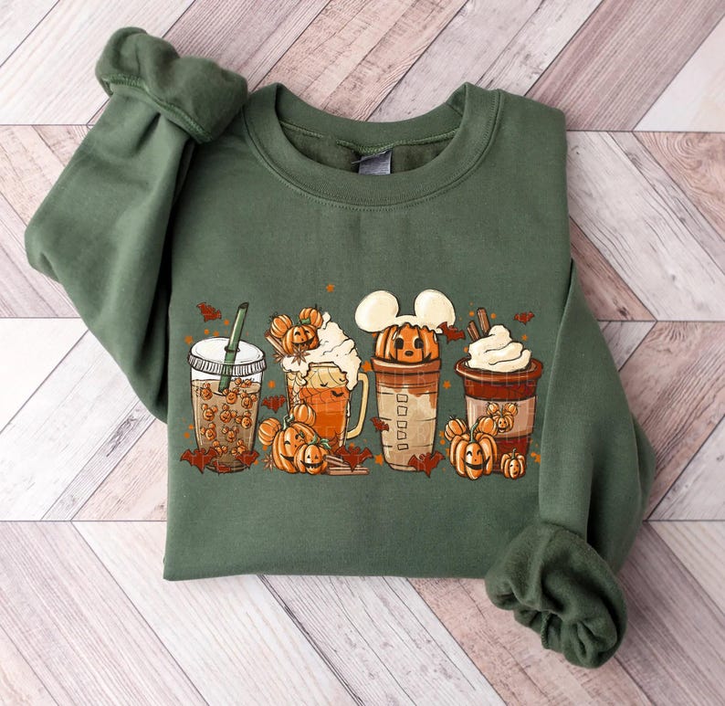 Fall Coffee Sweatshirt Mouse Ears Coffee Lover Shirt Pumpkin Spice Latte Drink Cup Cute Halloween Fall Shirt PSL Lover Gift Halloween Shirt image 1
