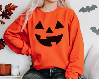 Halloween Sweatshirt, Jack O Lantern Sweatshirt, Pumpkin Sweatshirt, Fall Sweatshirts Halloween Pullover,Cute Spooky Crewneck Sweater