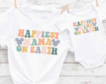 Happiest MAMA On Earth Shirt Matching Mommy And Me Mouse Ears Shirts Colorful Family Trip Tees MAMA Shirt Mini T-shirt Happiest Place