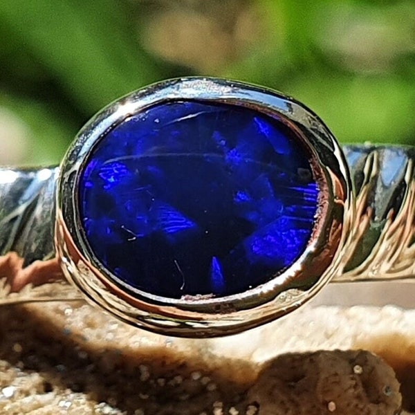 Lightning Ridge Opal - Black Opal- Australian Opal Ring - Opal Ring - Opal Jewellery - Opal - Lightning Ridge- Handmade- Silver Ring- OJ104