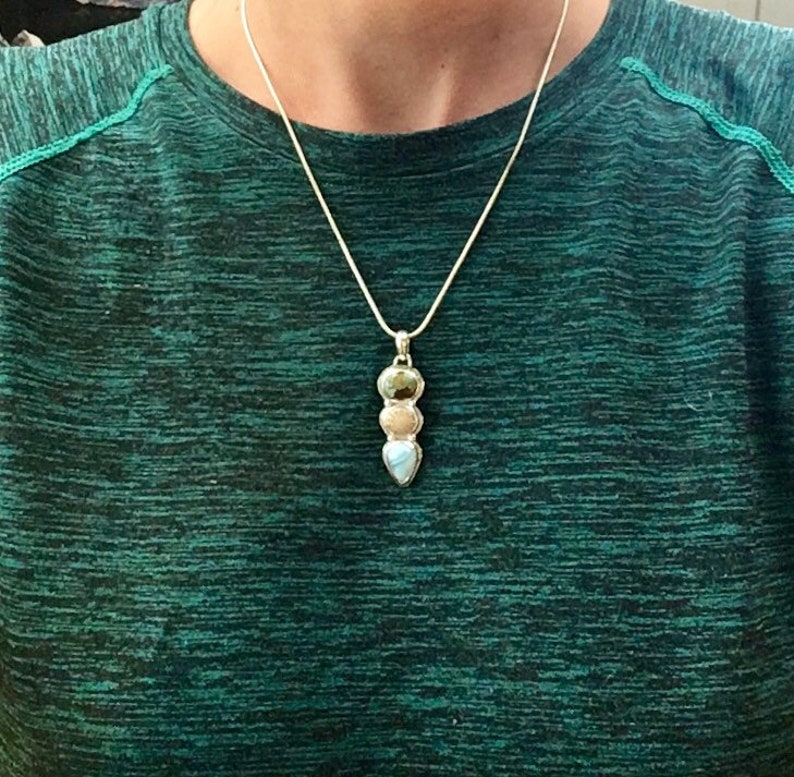 Fossilzed Coral Rainforest Jasper Unique Handmade Jewellery Tropical Ocean inspired Jewellery Larimar Sterling Silver PendantNecklace